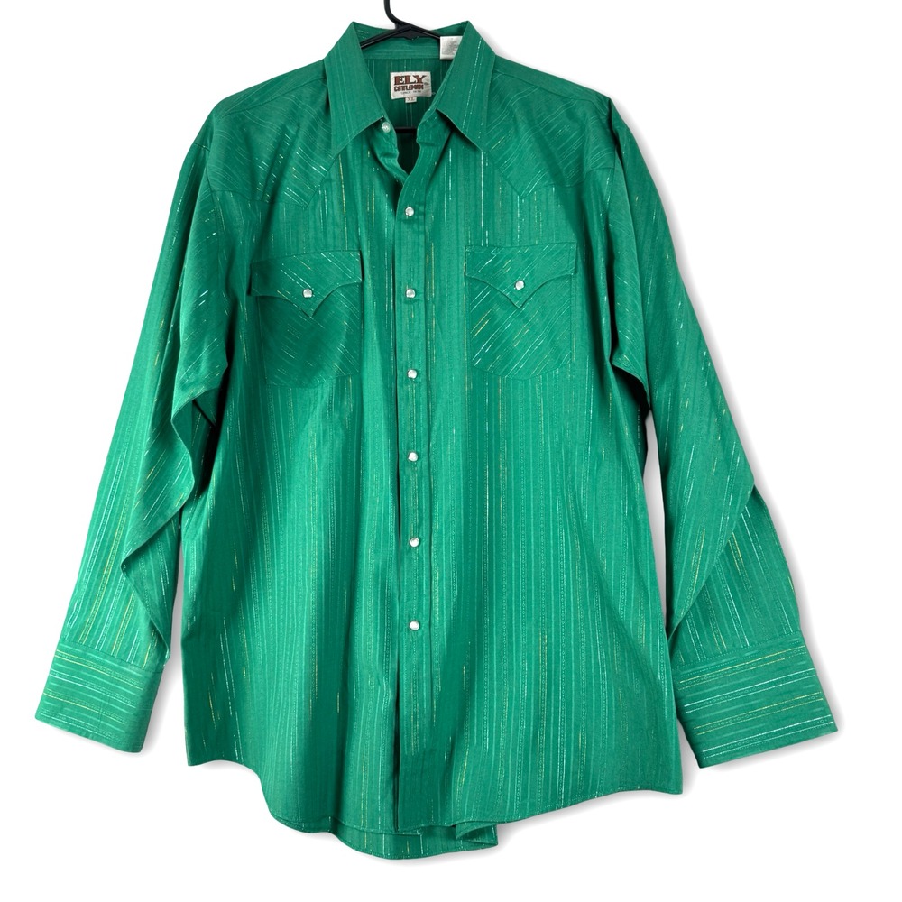 VTG Fly Cattleman Mens Western Cowboy Pearl Snap Shirt Sz XL